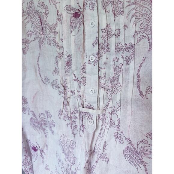 Malvin Hamburg Germany Linen Tunic Top 8 Floral Botanical CottageCore Boho Fairy - Picture 4 of 6